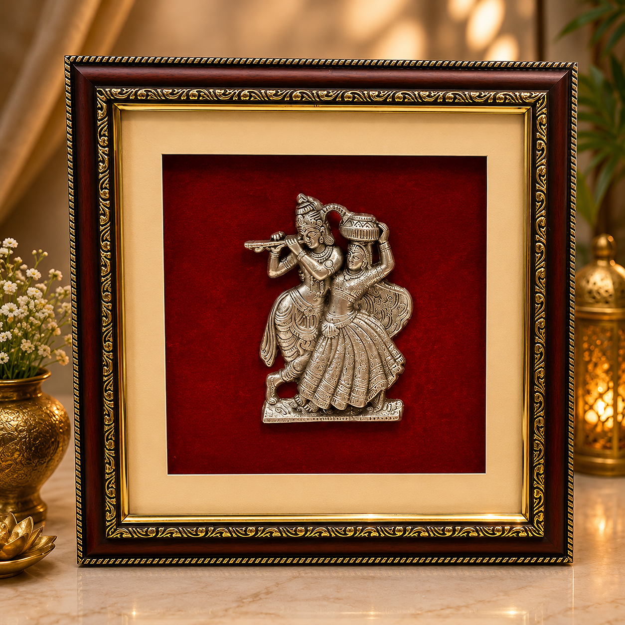 Silver Radha Krishn Frame